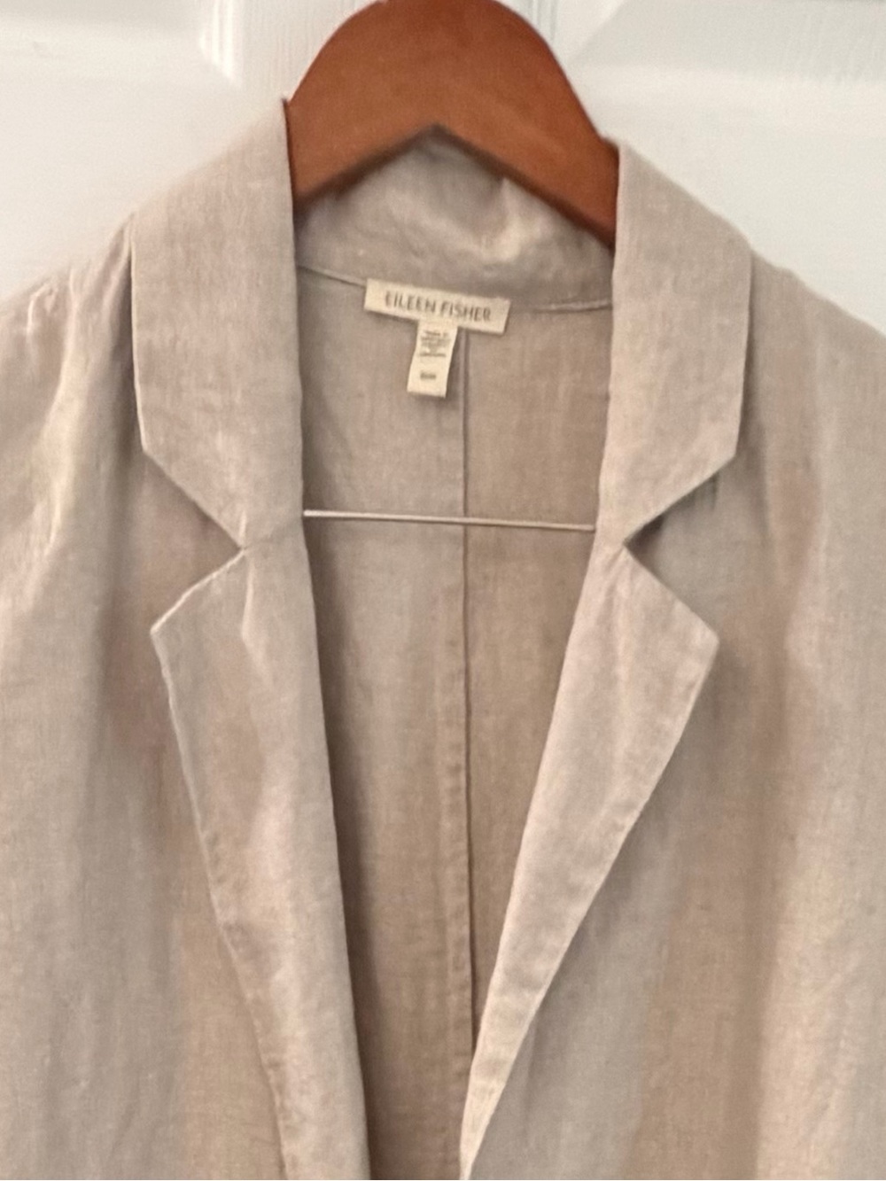 Eileen Fisher Organic Linen Long Blazer M Beige Oatmeal Lagenlook jacket - Picture 7 of 7